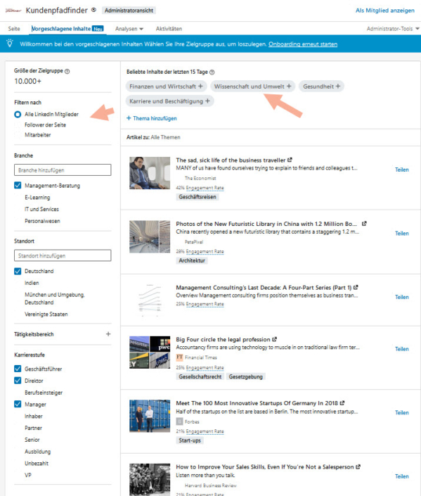 Neue Funktionen Auf Der LinkedIn Unternehmensseite - Kundenpfadfinder